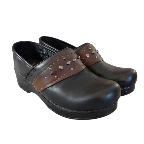 Dansko Pavan Black And Brown Leather Clog Size 7.5-8 Comfort Shoe - Picture 6 of 12
